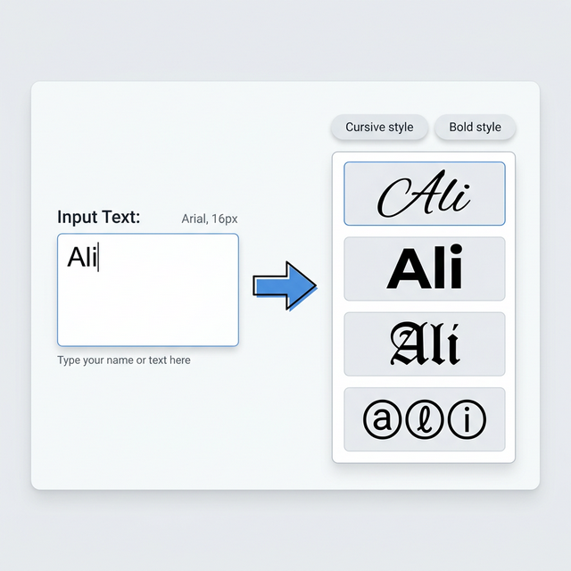 yazı tipi değiştirme aracı ile normal metnin şekilli yazıya dönüştürülmesi
